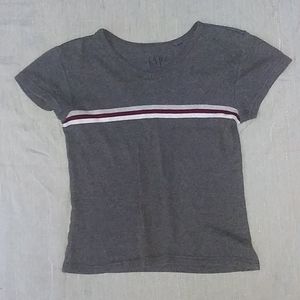 GAP Gray Short Sleeved Tee With Red/ White Stripes
